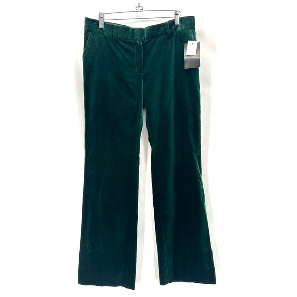 New Bella Freud Velvet Dress Pants Straight Size 10 Green Quiet Luxury Preppy - Picture 1 of 12